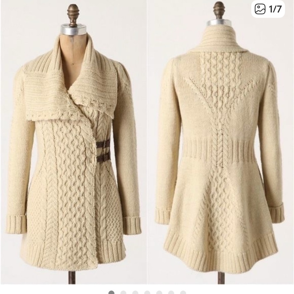 ANTHRO Angel of The North Blanched & Buckled Cardi